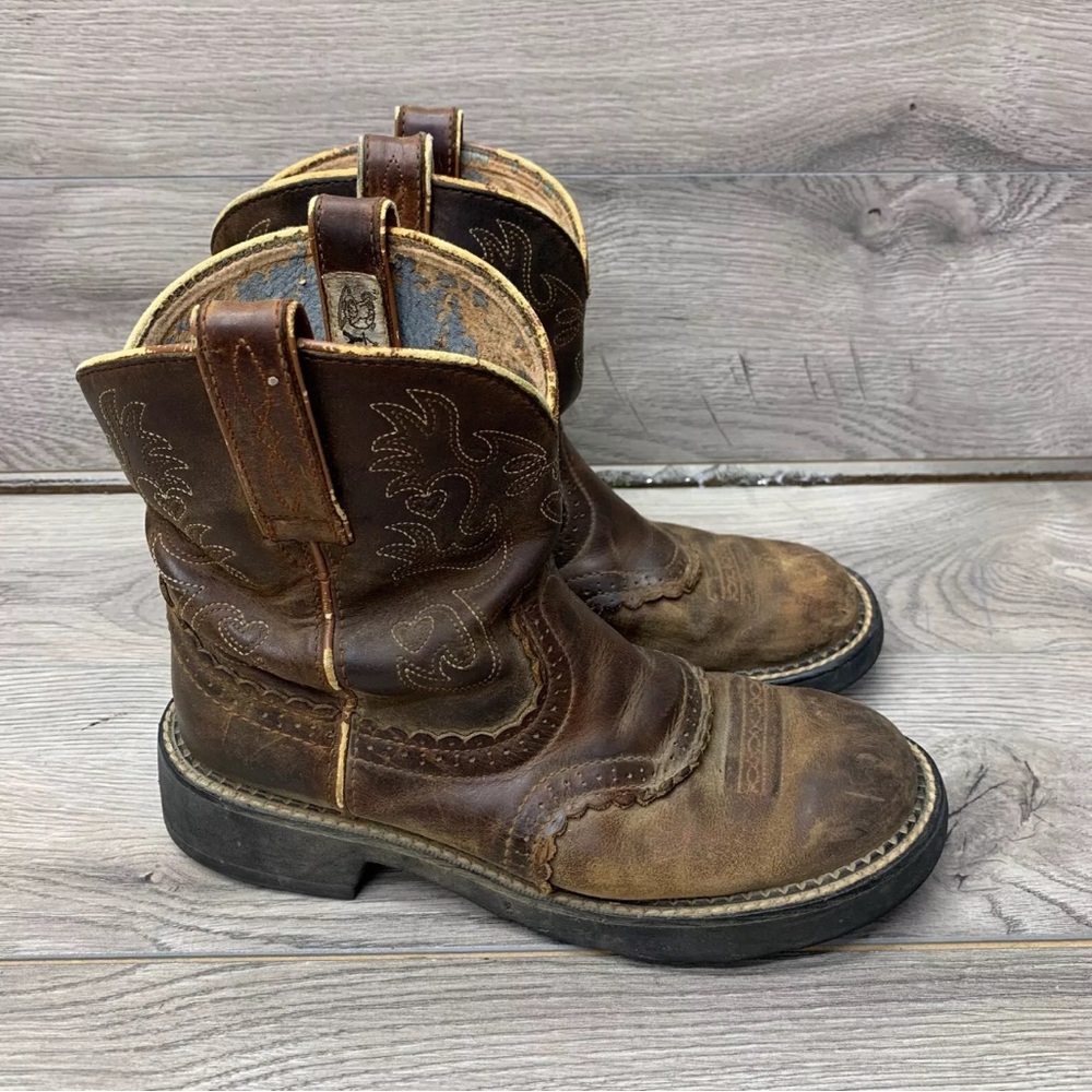 Brown leather boots